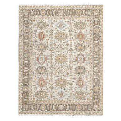 Heriz Wool Hand Knotted Rug Ivory Brownish Gray and Parchment 8.3X10.1 -O084527
