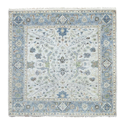 Oushak And Peshawar Wool Hand Knotted Rug Grey Oxford Gray 5.2X4.11 -O084528