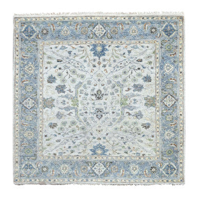 Oushak And Peshawar Wool Hand Knotted Rug Grey Oxford Gray 5.2X4.11 -O084528