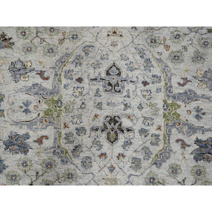 Oushak And Peshawar Wool Hand Knotted Rug Grey Oxford Gray 5.2X4.11 -O084528