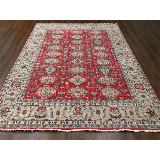 Heriz Wool Hand Knotted Rug Red Gold 9.3X11.11 -O084532