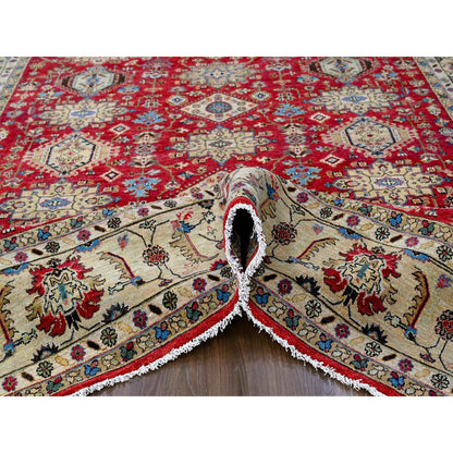 Heriz Wool Hand Knotted Rug Red Gold 9.3X11.11 -O084532