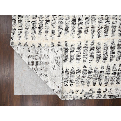 Modern and Contemporary Wool Hand Knotted Rug Ivory No Border 10.2X13.9 -O084537
