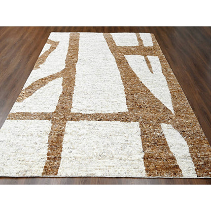 Modern and Contemporary Wool Hand Knotted Rug Brown No Border 9.2X11.9 -O084539