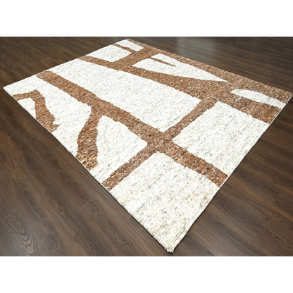 Modern and Contemporary Wool Hand Knotted Rug Brown No Border 9.2X11.9 -O084539