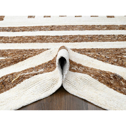 Modern and Contemporary Wool Hand Knotted Rug Brown No Border 12.2X14.10 -O084542