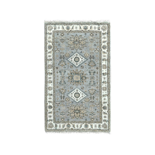 Heriz Wool Hand Knotted Rug Grey White Dove 3.0X5.0 -O084547
