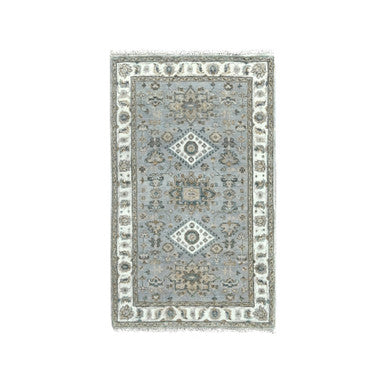 Heriz Wool Hand Knotted Rug Grey White Dove 3.0X5.0 -O084547