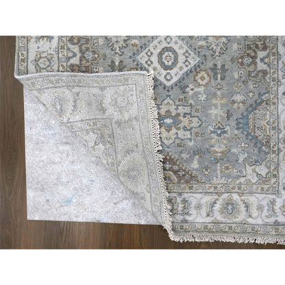 Heriz Wool Hand Knotted Rug Grey White Dove 4.1X6.0 -O084550