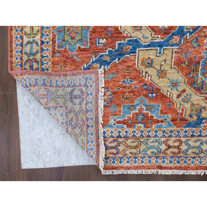 Heriz Wool Hand Knotted Rug Red Gold 9.2X11.8 -O084564