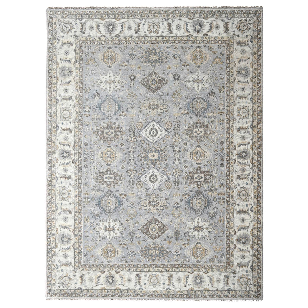 Gray 9'0" x 11'10" Heriz Dove Hand knotted Wool Rug - Sku: O084567