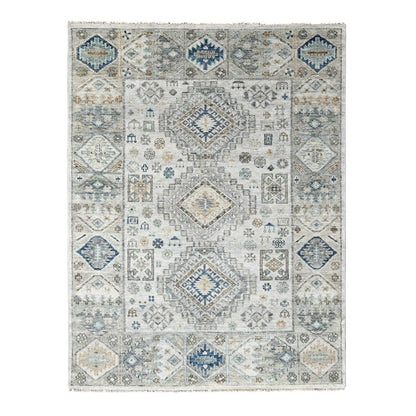 Kazak Wool Hand Knotted Rug Ivory Ash Gray 7.11X9.11 -O084572