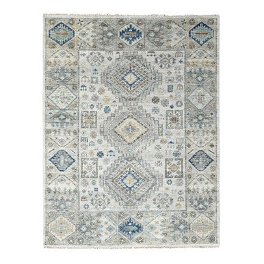 Kazak Wool Hand Knotted Rug Ivory Ash Gray 7.11X9.11 -O084572