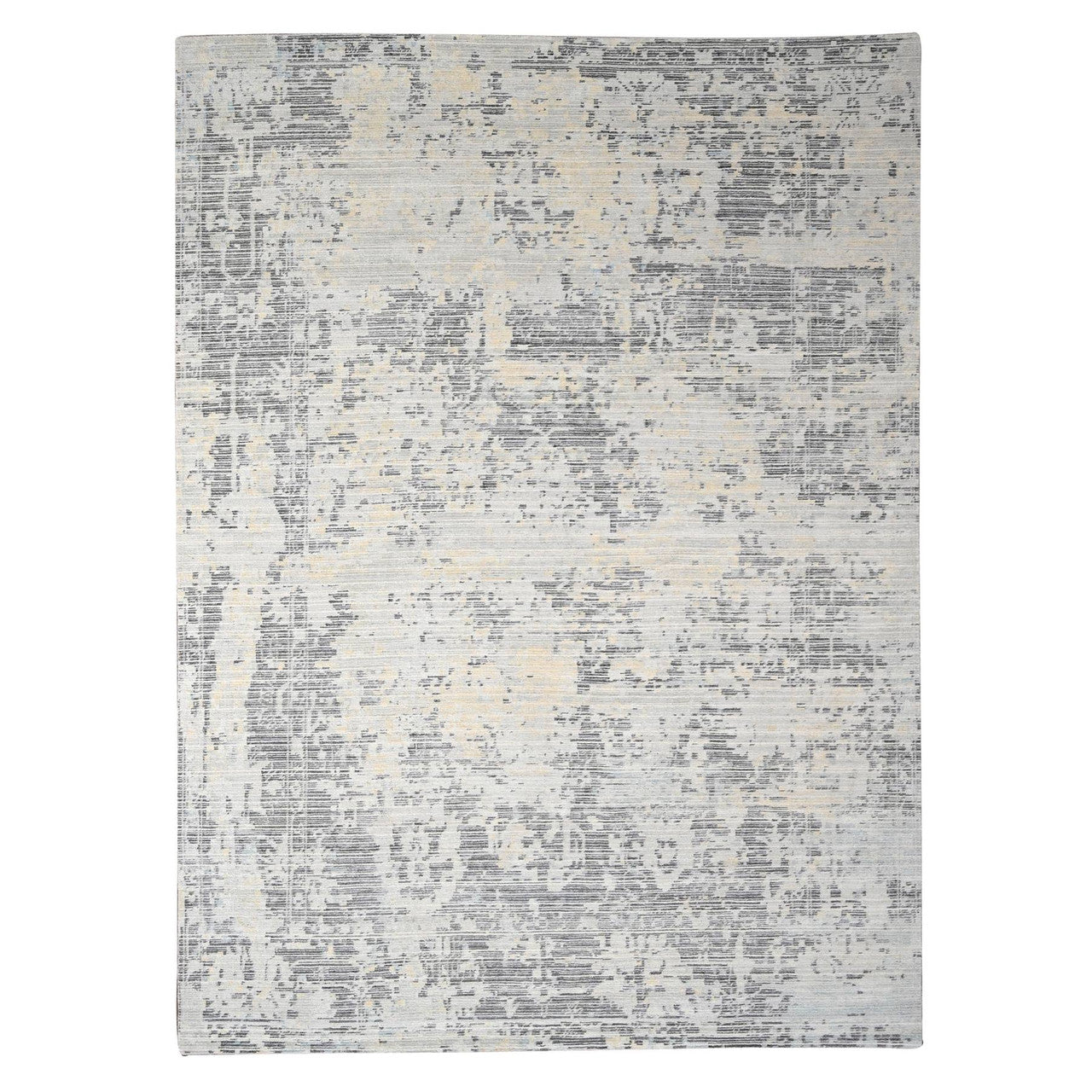 Ivory 9'0" x 11'10" Modern and Contemporary Hand knotted Wool Rug - Sku: O084579