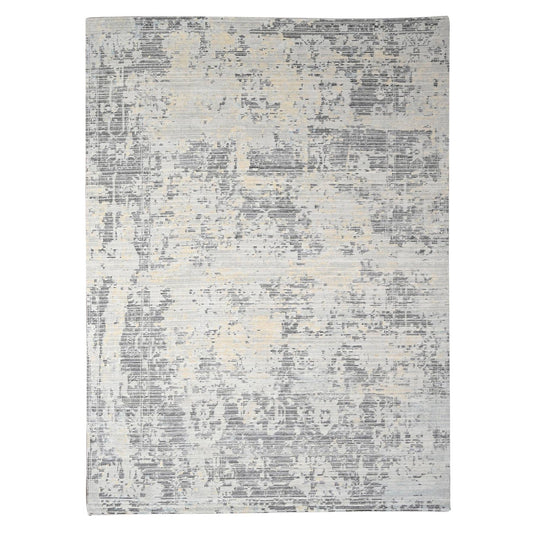 Modern and Contemporary Wool Hand Knotted Rug Ivory No Border 9.0X11.10 -O084579