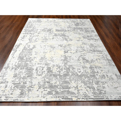 Modern and Contemporary Wool Hand Knotted Rug Ivory No Border 9.0X11.10 -O084579