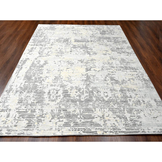 Modern and Contemporary Wool Hand Knotted Rug Ivory No Border 9.0X11.10 -O084579