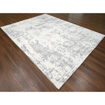 Modern and Contemporary Wool Hand Knotted Rug Ivory No Border 9.0X11.10 -O084579
