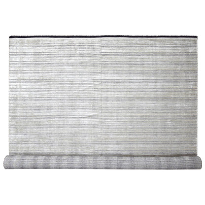 Modern and Contemporary Wool and Plant based Silk Hand Loomed Rug Brown No Border 12.0X18.1 -O084580