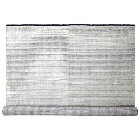 Modern and Contemporary Wool and Plant based Silk Hand Loomed Rug Brown No Border 12.0X18.1 -O084580