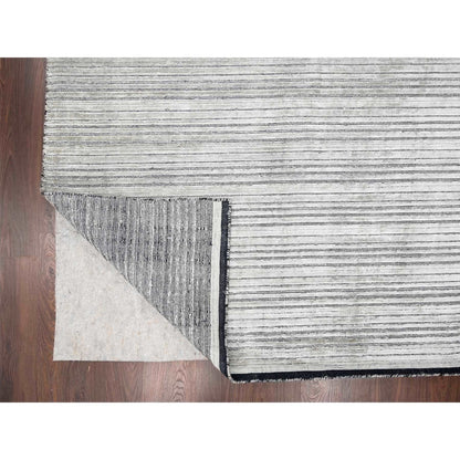 Modern and Contemporary Wool and Plant based Silk Hand Loomed Rug Brown No Border 12.0X18.1 -O084580