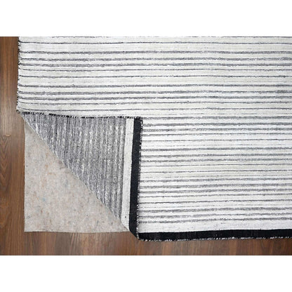 Modern and Contemporary Wool and Plant based Silk Hand Loomed Rug Ivory No Border 11.11X18.1 -O084582