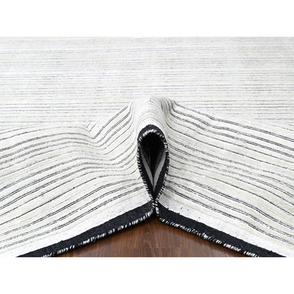 Modern and Contemporary Wool and Plant based Silk Hand Loomed Rug Ivory No Border 11.11X18.1 -O084582