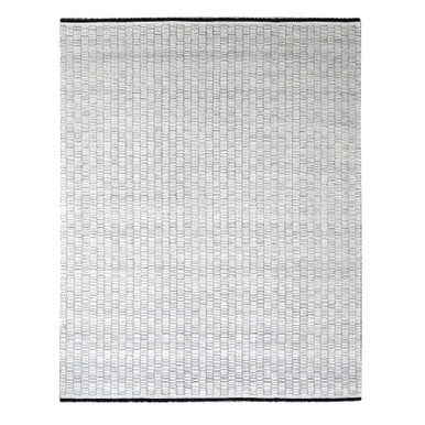 Modern and Contemporary Wool and Plant based Silk Hand Loomed Rug Ivory No Border 9.0X11.9 -O084585