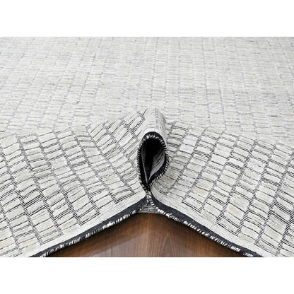 Modern and Contemporary Wool and Plant based Silk Hand Loomed Rug Ivory No Border 9.0X11.9 -O084585