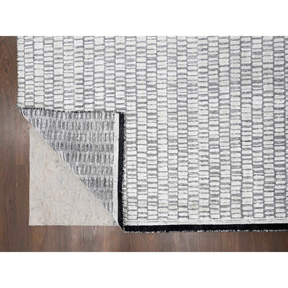 Modern and Contemporary Wool and Plant based Silk Hand Loomed Rug Ivory No Border 12.2X18.0 -O084586