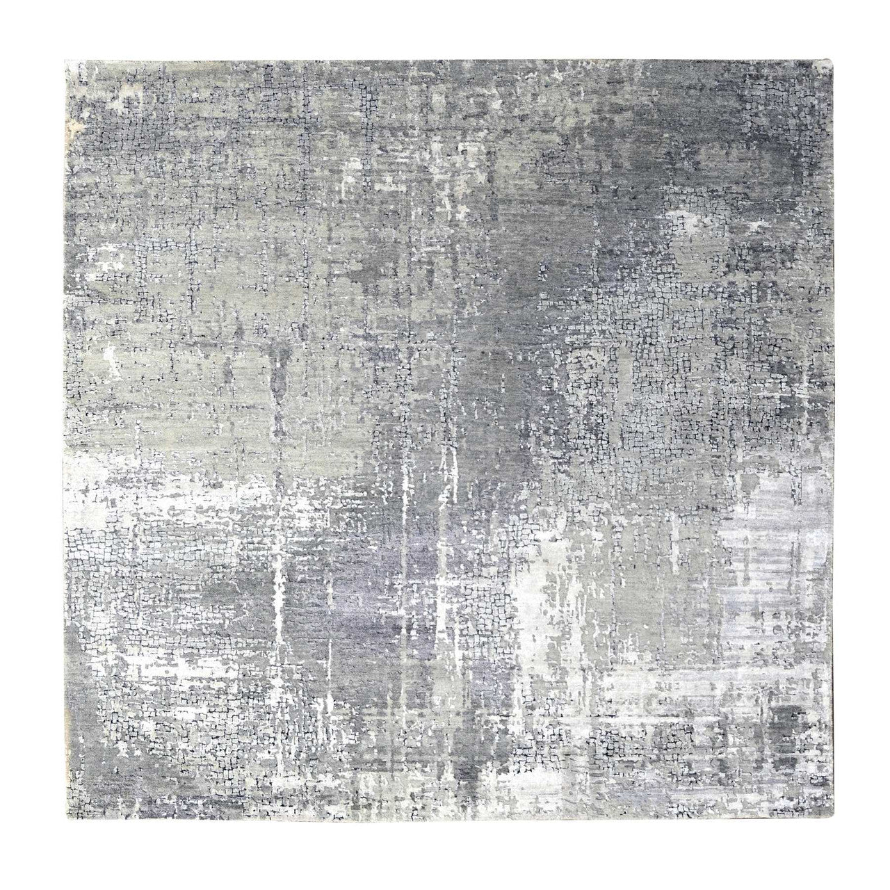Gray 8'1" x 7'9" Modern and Contemporary Hand knotted Wool/Silk Rug - Sku: O084589