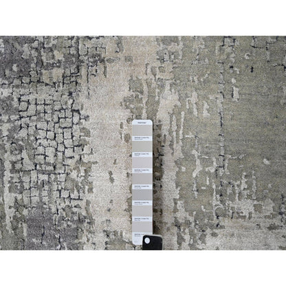 Modern and Contemporary Wool & Silk Hand Knotted Rug Grey No Border 8.1X7.9 -O084589