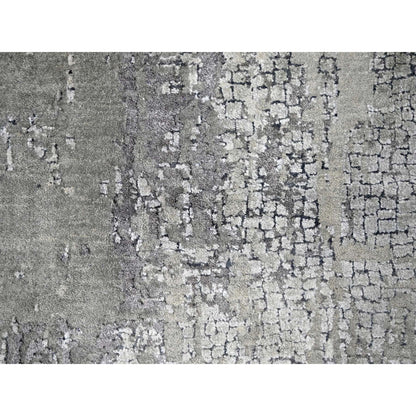 Modern and Contemporary Wool & Silk Hand Knotted Rug Grey No Border 8.1X7.9 -O084589