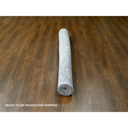 Modern and Contemporary Wool & Silk Hand Knotted Rug Grey No Border 8.1X7.9 -O084589