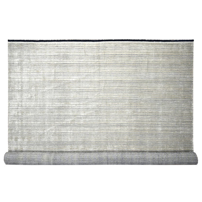 Modern and Contemporary Wool and Plant based Silk Hand Loomed Rug Brown No Border 14.0X16.2 -O084592