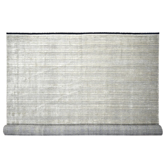 Modern and Contemporary Wool and Plant based Silk Hand Loomed Rug Brown No Border 14.0X16.2 -O084592