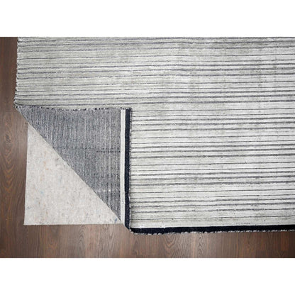 Modern and Contemporary Wool and Plant based Silk Hand Loomed Rug Brown No Border 14.0X16.2 -O084592