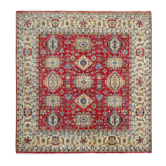 Heriz Wool Hand Knotted Rug Red Buttery Brown 8.0X8.0 -O084593