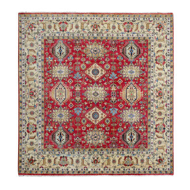 Heriz Wool Hand Knotted Rug Red Buttery Brown 8.0X8.0 -O084593