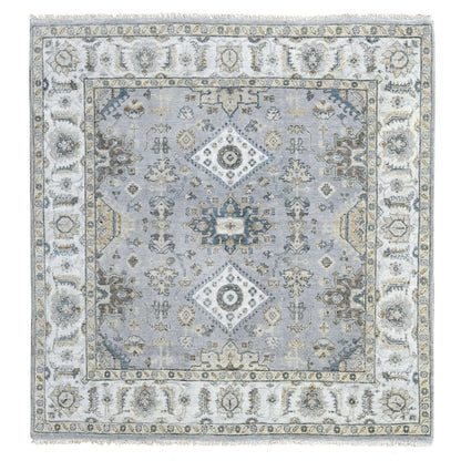 Heriz Wool Hand Knotted Rug Grey Ivory 6.2X6.1 -O084594