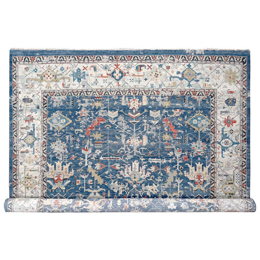 Heriz Wool Hand Knotted Rug Blue Light Gray 11.10X14.11 -O084595
