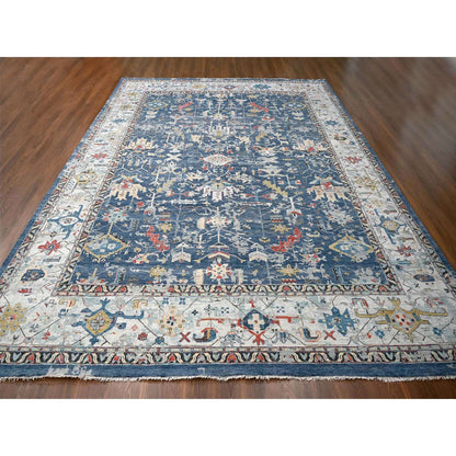 Heriz Wool Hand Knotted Rug Blue Light Gray 11.10X14.11 -O084595