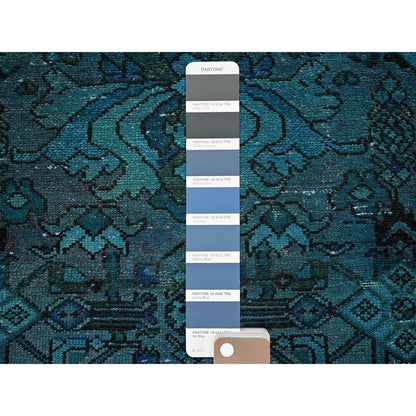 Overdyed & Vintage Wool Hand Knotted Rug Teal 2.0x2.11 -O0845