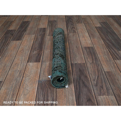 Overdyed & Vintage Wool Hand Knotted Rug Teal 2.0x2.11 -O0845