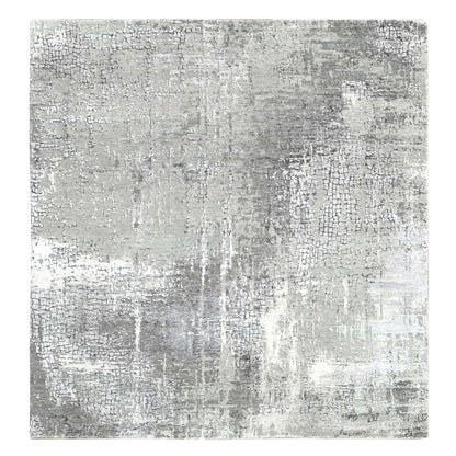 Modern and Contemporary Wool & Silk Hand Knotted Rug Grey No Border 5.10X5.9 -O084605