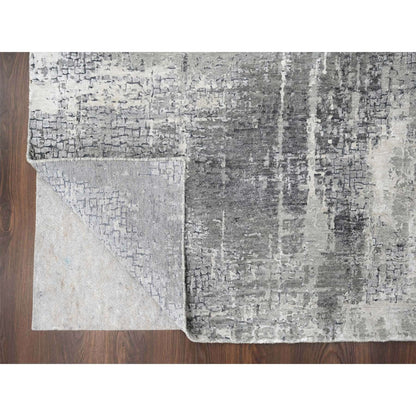 Modern and Contemporary Wool & Silk Hand Knotted Rug Grey No Border 5.10X5.9 -O084605