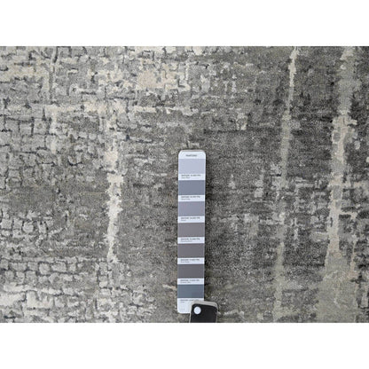 Modern and Contemporary Wool & Silk Hand Knotted Rug Grey No Border 5.10X5.9 -O084605
