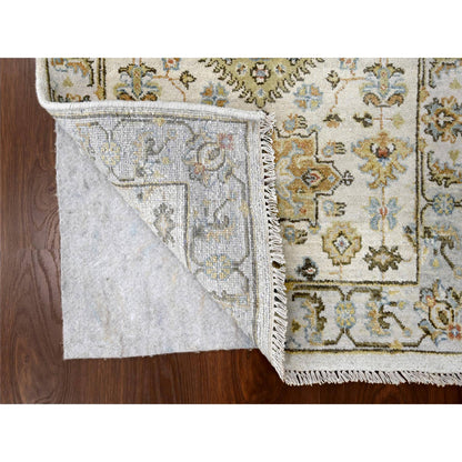 Heriz Wool Hand Knotted Rug Ivory Silver Gray 2.7X7.9 -O084607