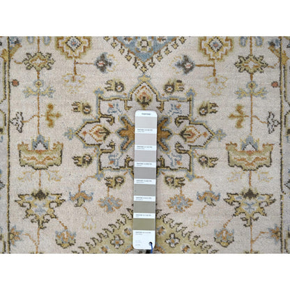Heriz Wool Hand Knotted Rug Ivory Silver Gray 2.7X7.9 -O084607