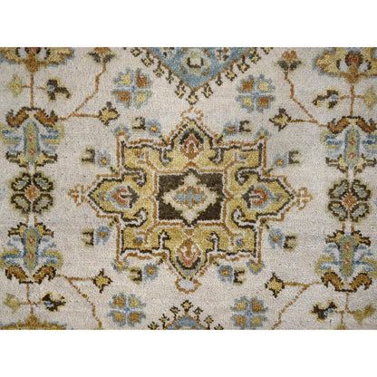 Heriz Wool Hand Knotted Rug Ivory Silver Gray 2.7X7.9 -O084607